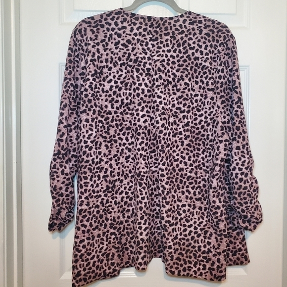 Torrid Knit Crepe Drape Blazer Sz 3X Animal Print Open Front 3/4 Sleeve - Picture 8 of 12